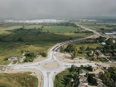 An Essex County road roundabout under construction