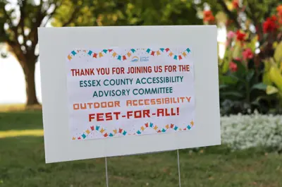 A sign posted at the 2024 Fest-for-All welcoming participants,