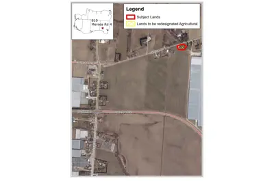 A map of the location of land in Leamington that is the subject of Official Plan Amendment File Number OPA-07.