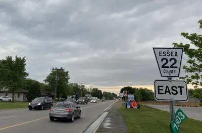 County Road 22 near Belle River with traffic going in both directions